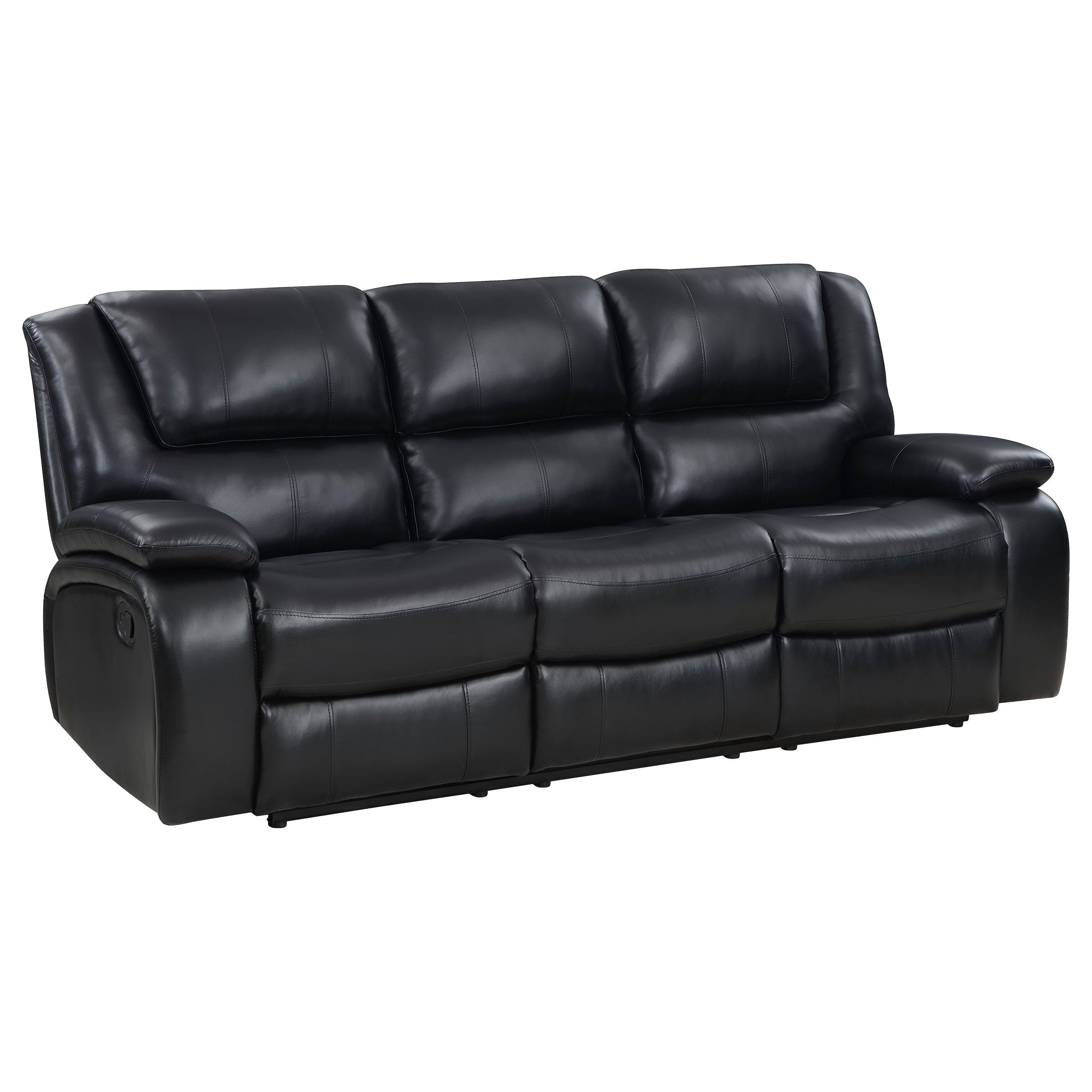 Best Furniture Outlet - Coaster - Camila Upholstered Motion Reclining Sofa Black - 610244