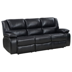 Best Furniture Outlet - Coaster - Camila Upholstered Motion Reclining Sofa Black - 610244