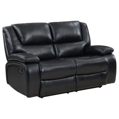 Best Furniture Outlet - Coaster - Camila Upholstered Motion Reclining Loveseat Black - 610245