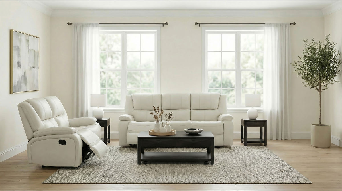 Best Furniture Outlet - Coaster - Camila 2-piece Upholstered Reclining Sofa Set White - 610247-S2