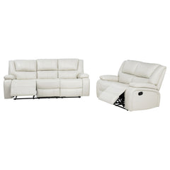 Camila 2-piece Upholstered Reclining Sofa Set White