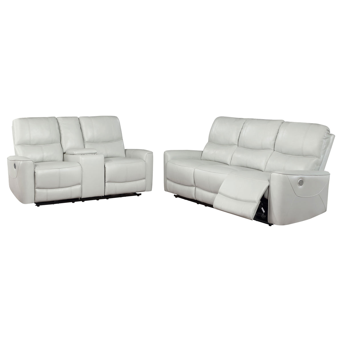 Best Furniture Outlet - Coaster - Greenfield 2-piece Power Reclining Sofa Set Dove Grey - 610261P-S2