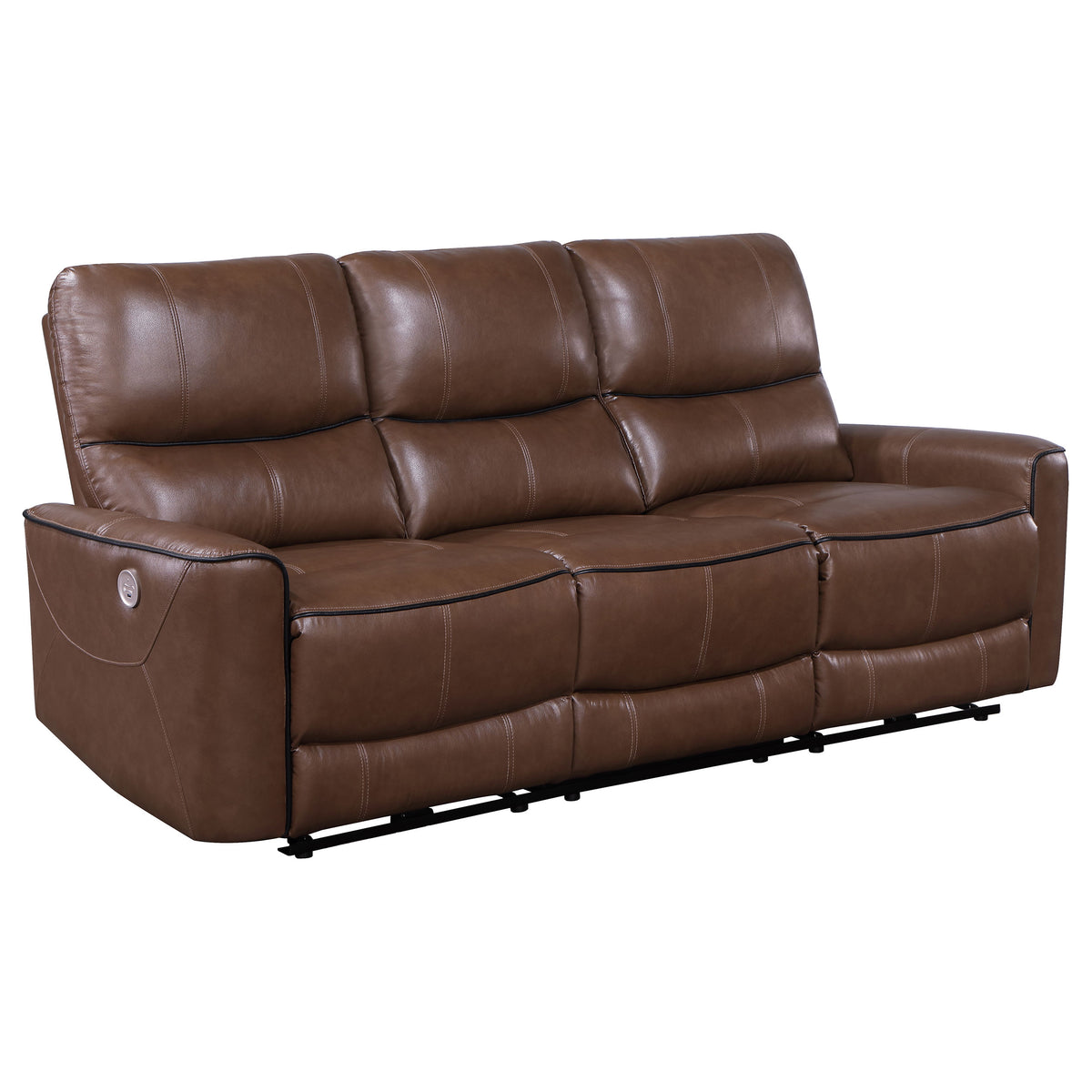 Best Furniture Outlet - Coaster - Greenfield Upholstered Power Reclining Sofa Saddle Brown - 610264P