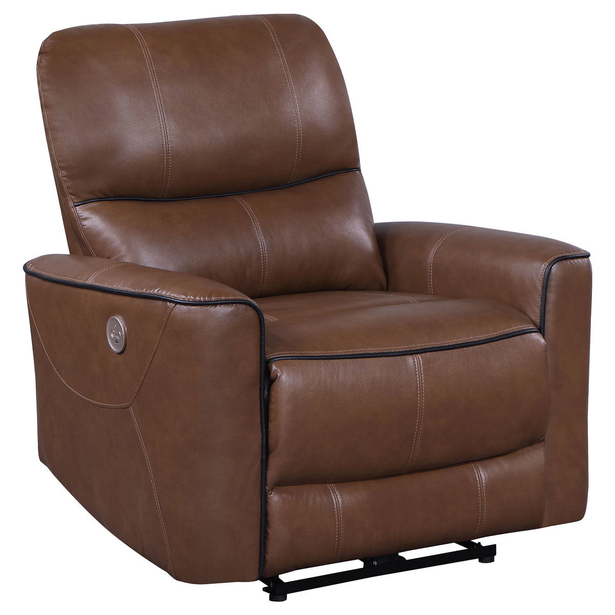 Best Furniture Outlet - Coaster - Greenfield Upholstered Power Recliner Chair Saddle Brown - 610266P