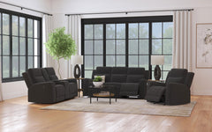 Best Furniture Outlet - Coaster - Brentwood 3-piece Upholstered Reclining Sofa Set Charcoal - 610284-S3