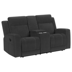 Best Furniture Outlet - Coaster - Brentwood Upholstered Reclining Loveseat Dark Charcoal - 610285