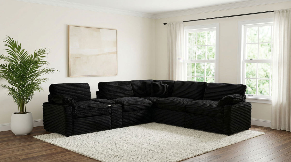 Best Furniture Outlet - Coaster - Collins 6-piece Modular Power Reclining Sectional Black - 610360P-SET
