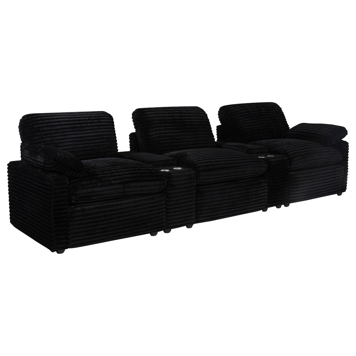 Best Furniture Outlet - Coaster - Collins 5-Piece Power Reclining Home Theater Seating Black - 610361PT