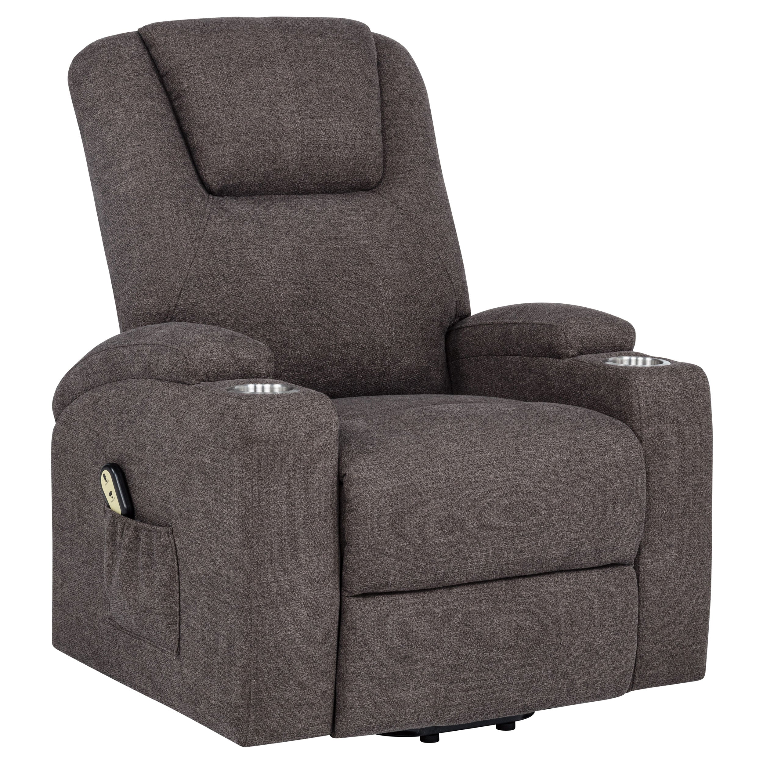 Best Furniture Outlet - Coaster - Louie Chenille Upholstered Power Lift Massage Chair Brown - 610463P