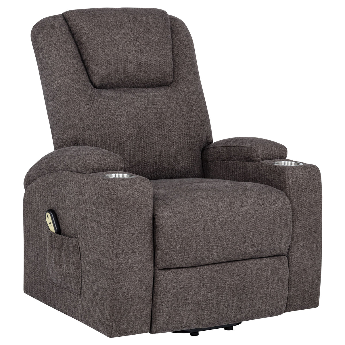 Best Furniture Outlet - Coaster - Louie Chenille Upholstered Power Lift Massage Chair Brown - 610463P