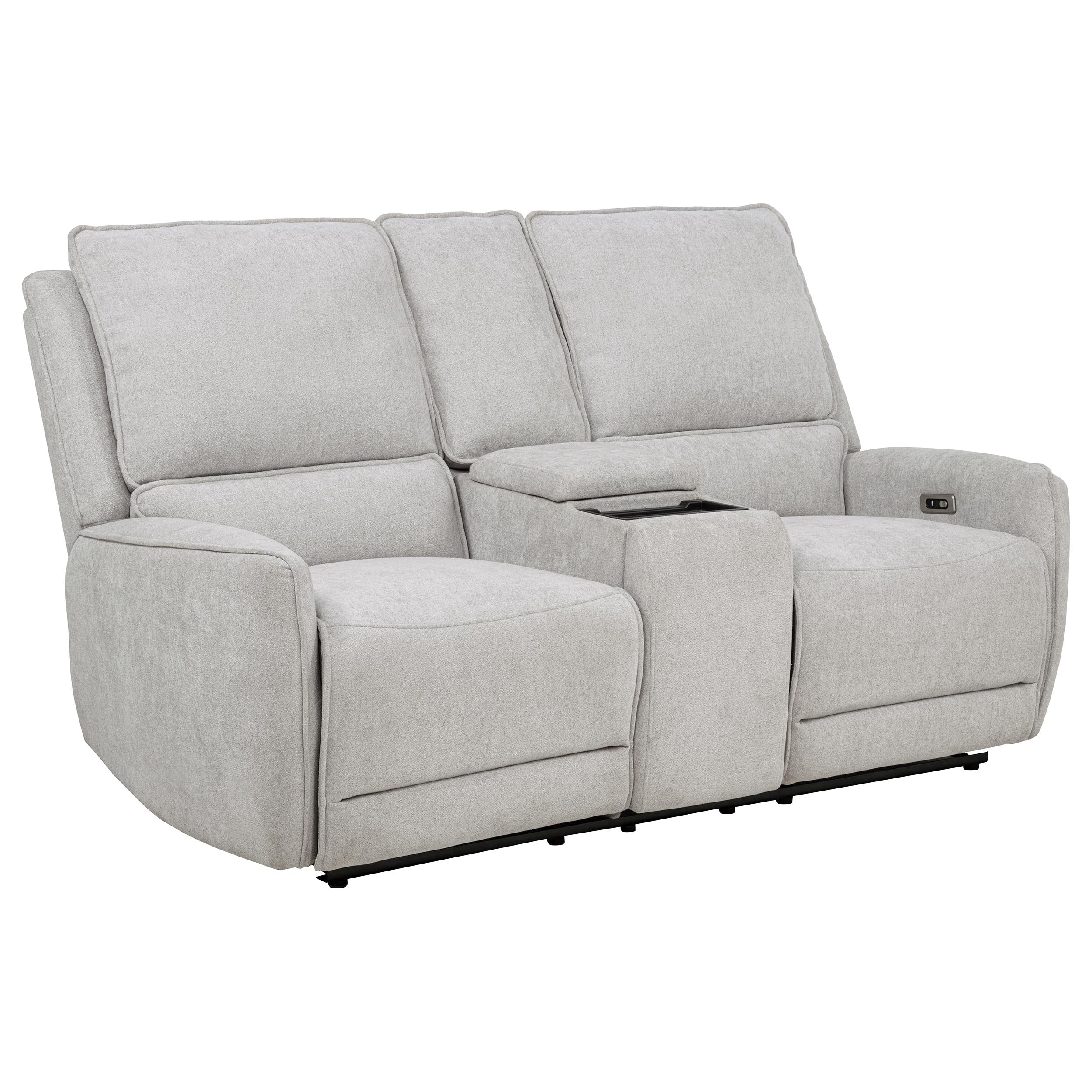 Best Furniture Outlet - Coaster - Sylmar Chenille Upholstered Power Reclining Loveseat Dove Grey - 610522P