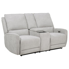 Best Furniture Outlet - Coaster - Sylmar Chenille Upholstered Power Reclining Loveseat Dove Grey - 610522P