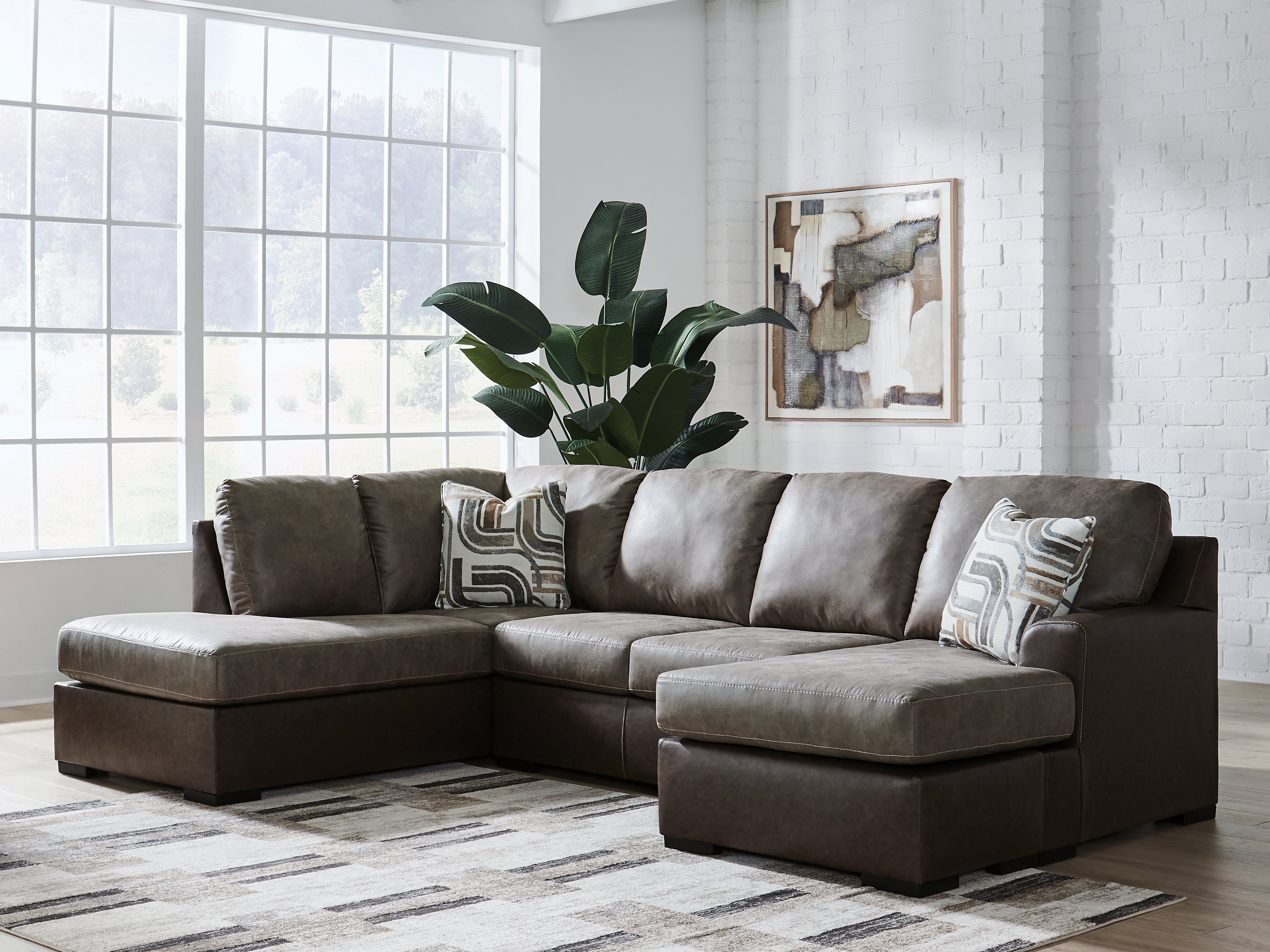 Best Furniture Outlet - Ashley Furniture - Castille Way Sectional - RAF 2-Piece Sectional with Chaise / Fossil - PC62703S1