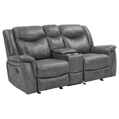 Best Furniture Outlet - Coaster - Conrad Upholstered Padded Arm Glider Loveseat Grey - 650355