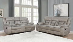Best Furniture Outlet - Coaster - Greer 2-piece Upholstered Reclining Sofa Set Taupe - 651351-S2