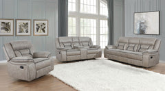 Best Furniture Outlet - Coaster - Greer 3-piece Upholstered Reclining Sofa Set Taupe - 651351-S3