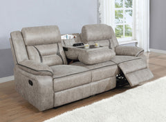 Best Furniture Outlet - Coaster - Greer Upholstered Motion Reclining Sofa Taupe - 651351