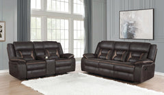 Best Furniture Outlet - Coaster - Greer 2-piece Upholstered Reclining Sofa Set Brown - 651354-S2