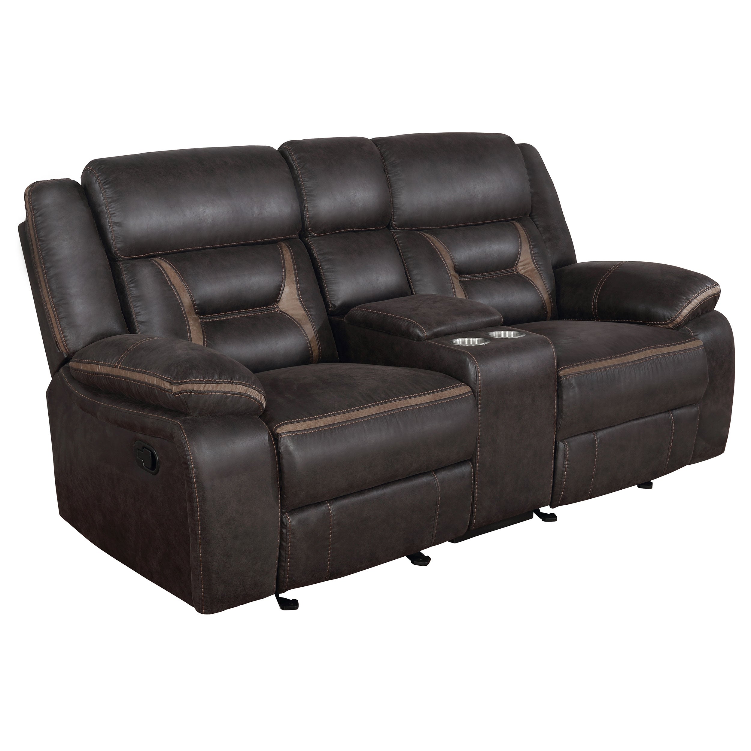Best Furniture Outlet - Coaster - Greer Upholstered Motion Reclining Loveseat Brown - 651355