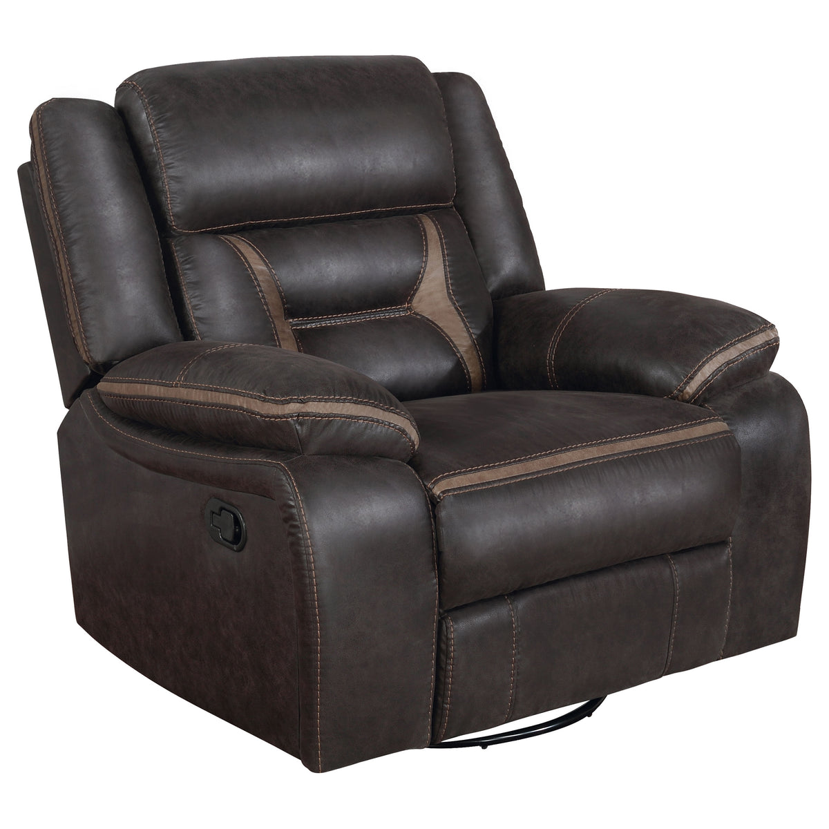Best Furniture Outlet - Coaster - Greer Upholstered Swivel Glider Recliner Chair Brown - 651356