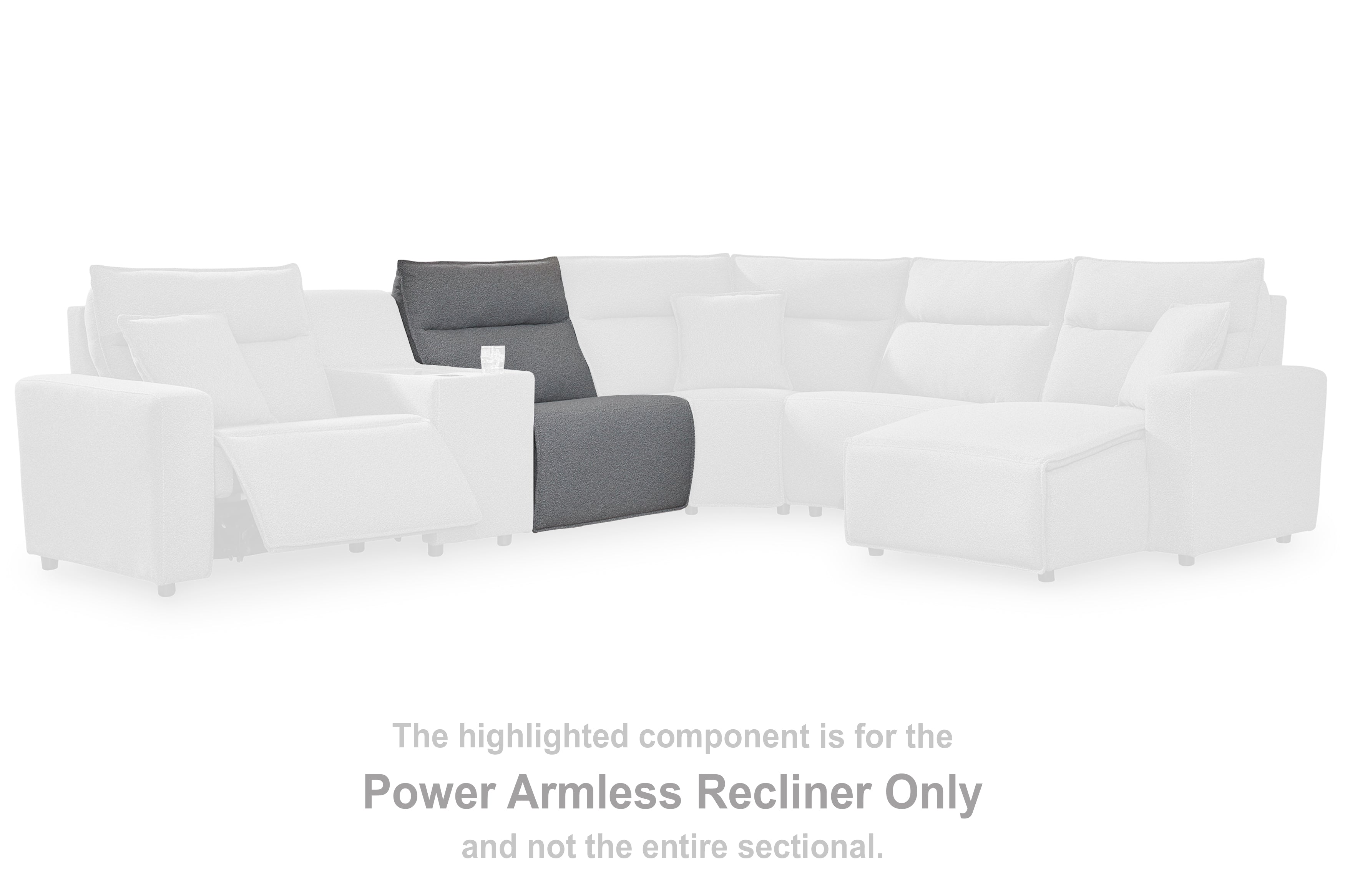 Best Furniture Outlet - Ashley Furniture - ModMax II Sectional - PWR Armless REC w/ADJ Headrest / Salt and Pepper - 6590631