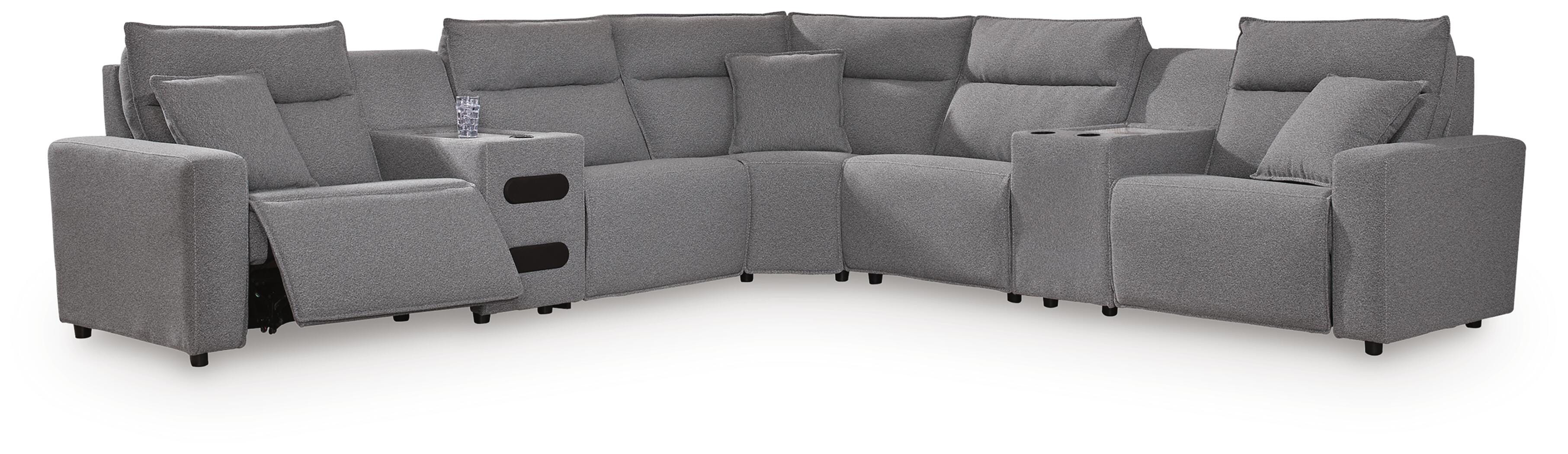 Best Furniture Outlet - Ashley Furniture - Modmax II 7-Piece Power Reclining Sectional with Audio Consoles - 7-Piece Power Reclining Sectional with Audio Consoles - 65906S48