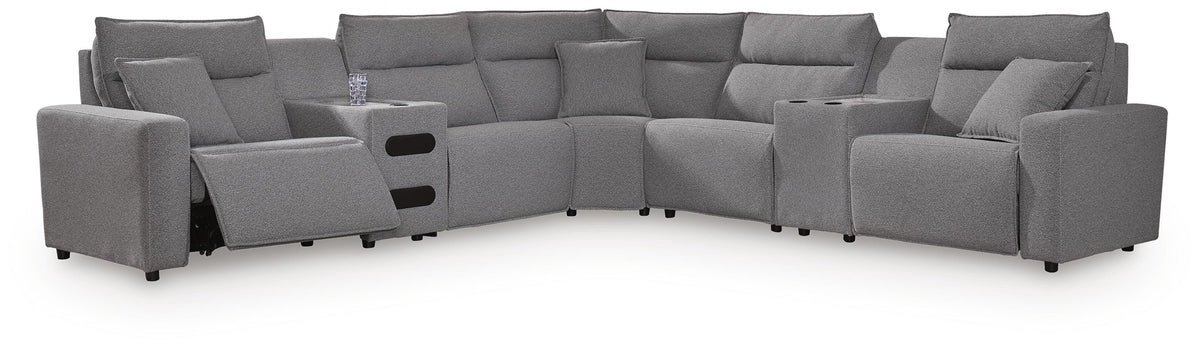 Best Furniture Outlet - Ashley Furniture - Modmax II 7-Piece Power Reclining Sectional with Audio Consoles - 7-Piece Power Reclining Sectional with Audio Consoles - 65906S48