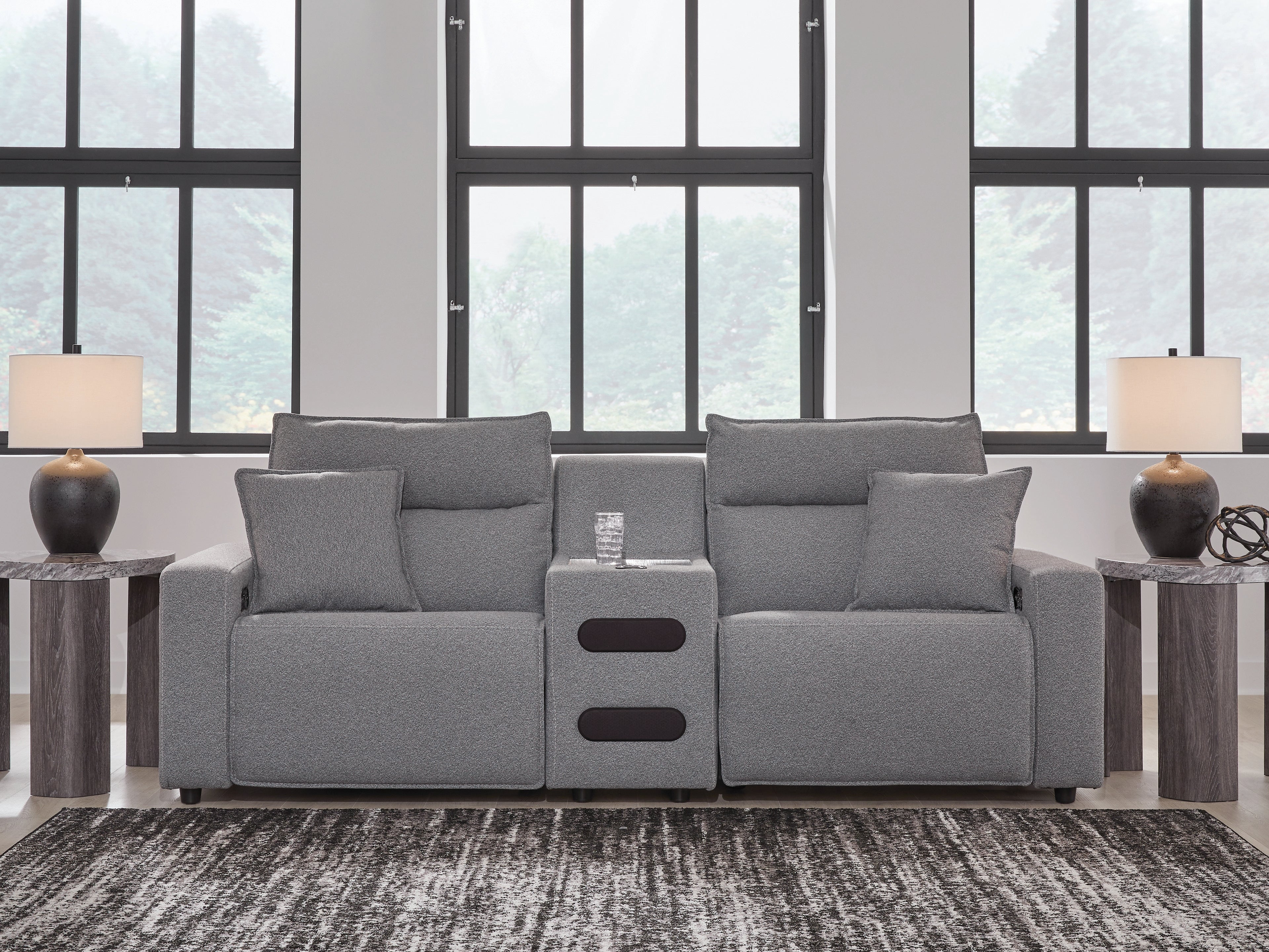 Best Furniture Outlet - Ashley Furniture - ModMax II Sectional - 3-Piece Power Reclining Sectional with Audio Console / Salt and Pepper - 65906S2