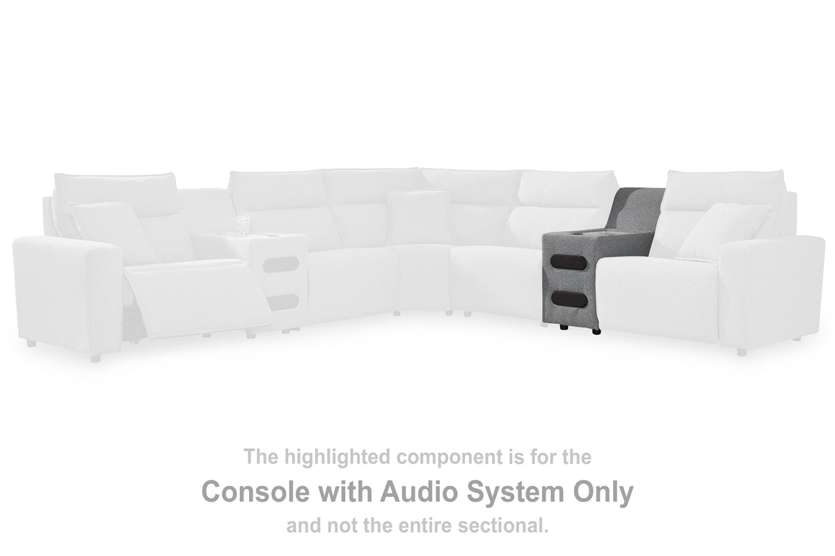 Best Furniture Outlet - Ashley Furniture - ModMax II Sectional - Console with Audio System / Salt and Pepper - 6590660