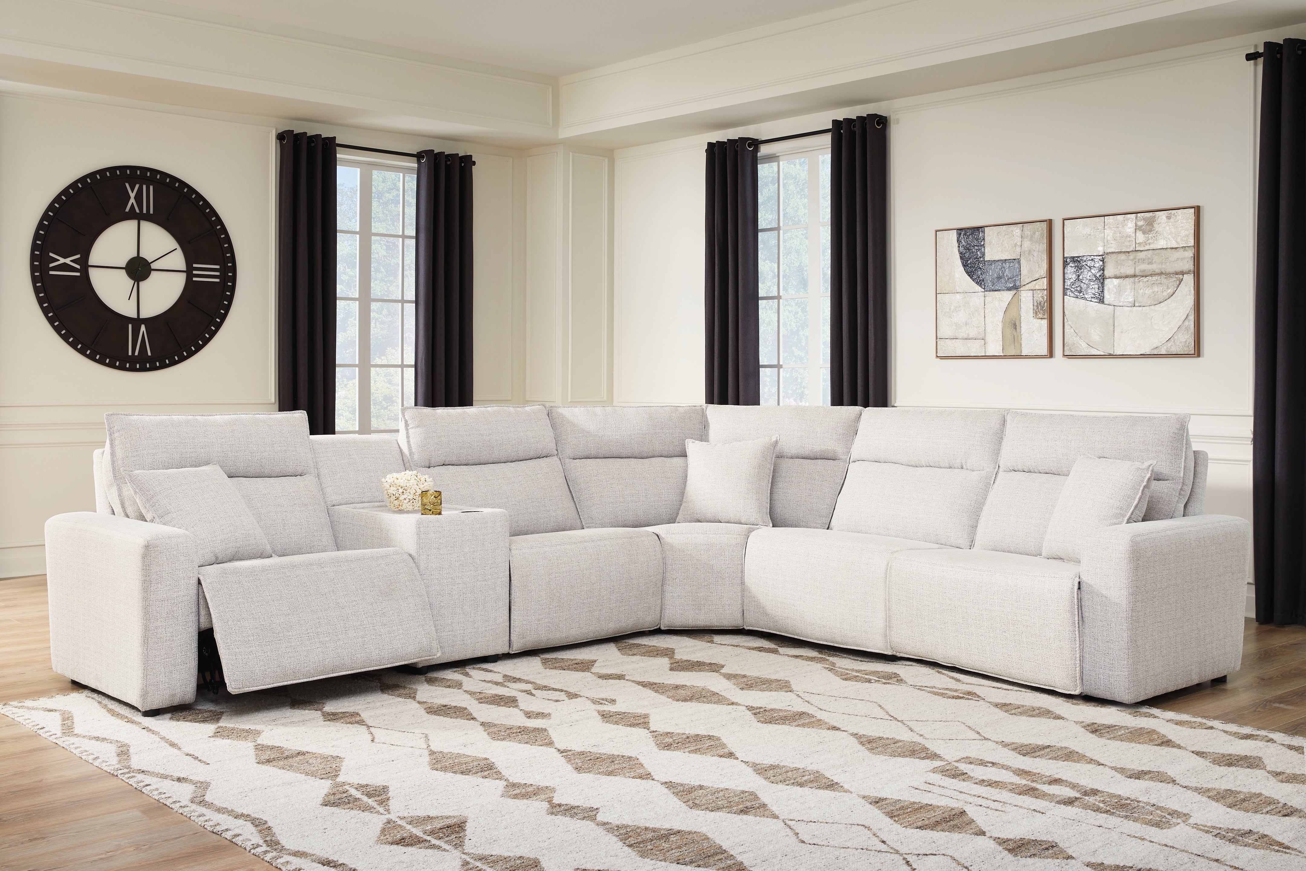 Best Furniture Outlet - Ashley Furniture - ModMax II Sectional - 6-Piece Reclining Sectional with Console / Stone - 65907S36