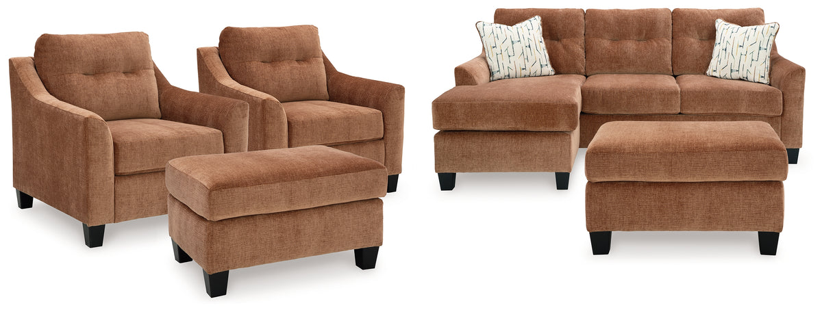 Best Furniture Outlet - Ashley Furniture - Amity Bay Sofa Chaise Sleeper, 2 Chairs and 2 Ottomans - Sofa Chaise Sleeper, 2 Chairs and 2 Ottomans - 67204U4