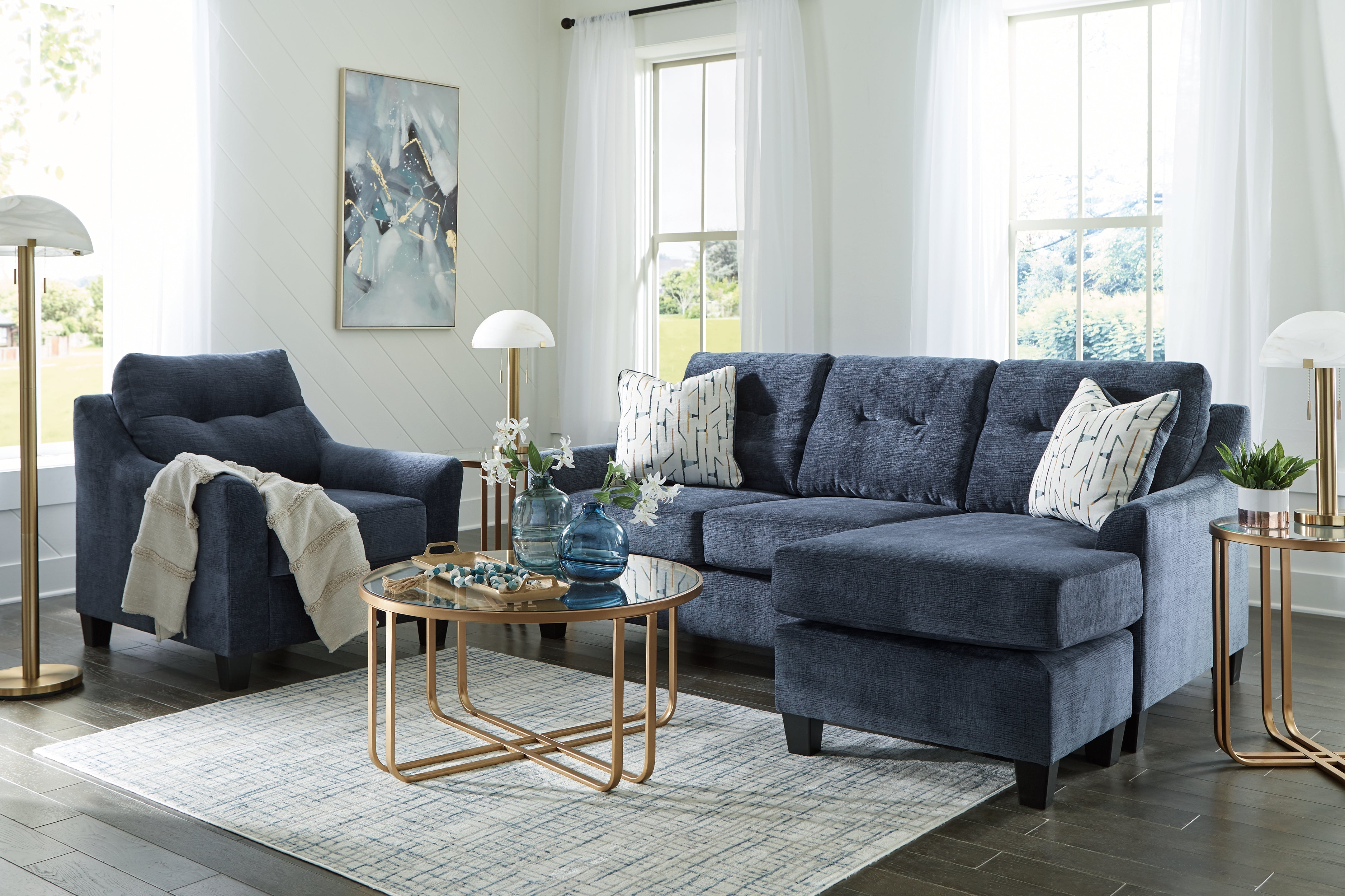 Best Furniture Outlet - Ashley Furniture - Amity Bay Sofa Chaise and Chair - Sofa Chaise and Chair / Ink - 67206U3