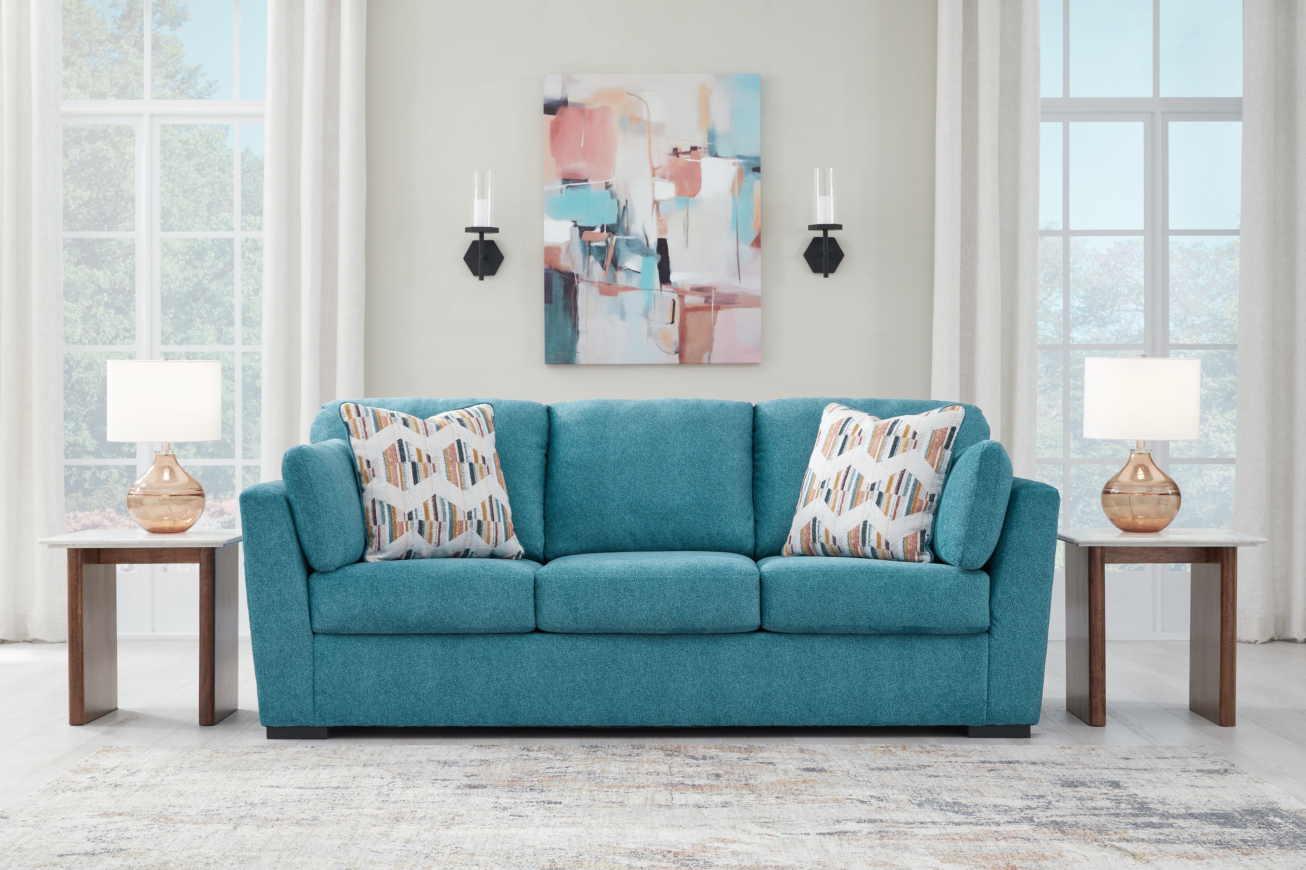 Best Furniture Outlet - Ashley Furniture - Keerwick Living Room - Sofa / Teal - 6750738