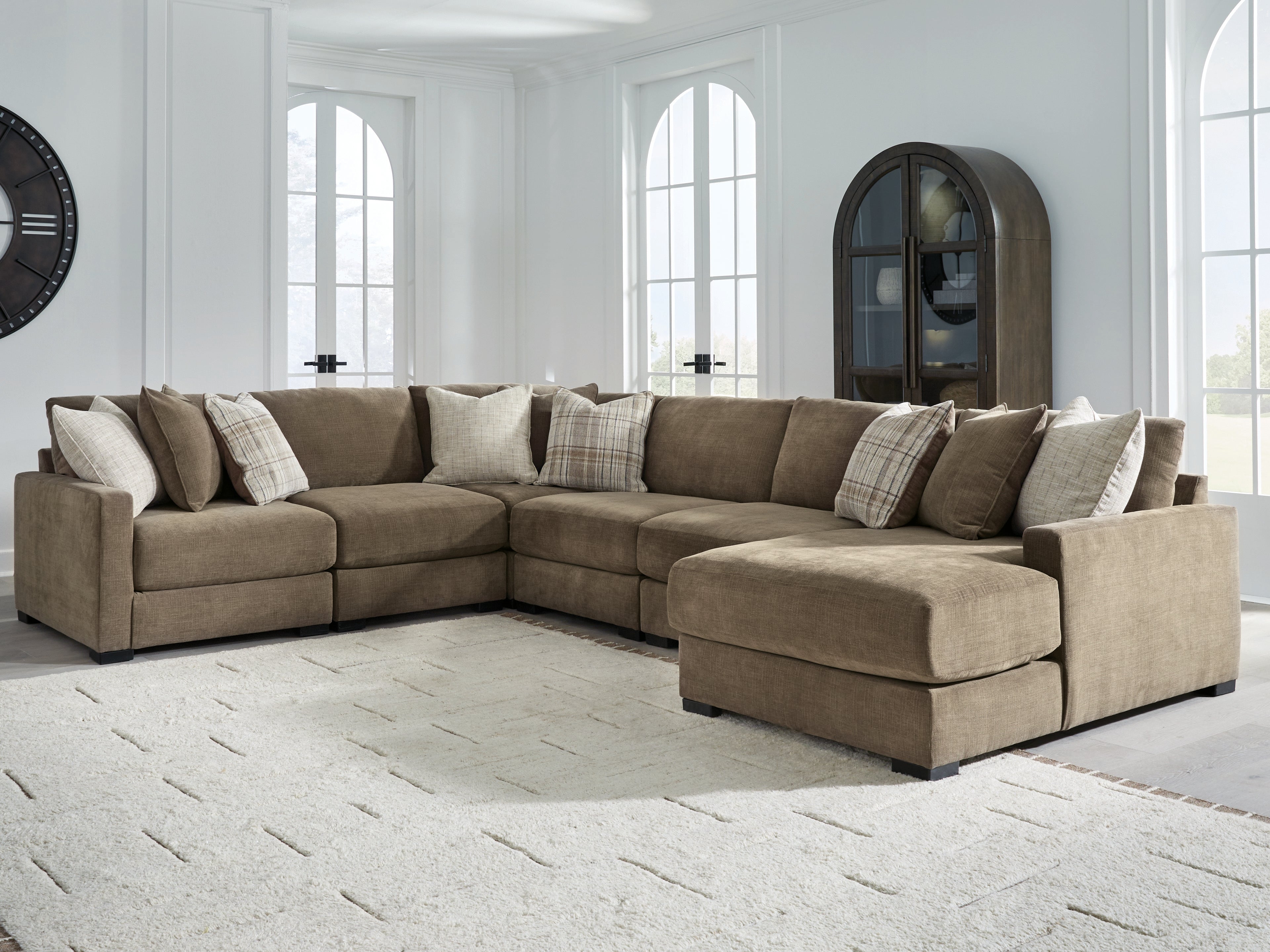 Best Furniture Outlet - Ashley Furniture - Camellia-Court Sectional - RAF 6-Piece Sectional with Chaise / Coffee - 68207S15