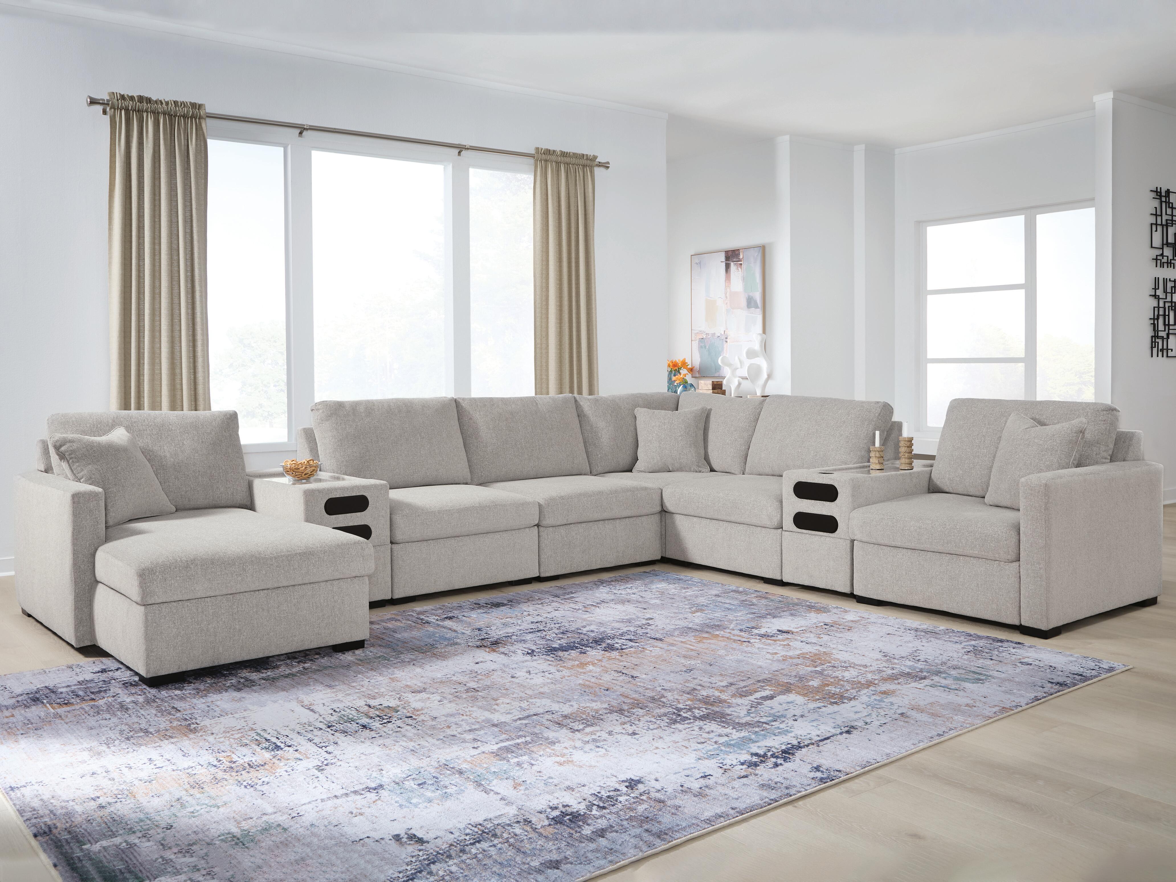 Best Furniture Outlet - Ashley Furniture - ModMax Luxe Sectional - RAF 8-Piece Sectional with Chaise and Audio Consoles - 68605S41