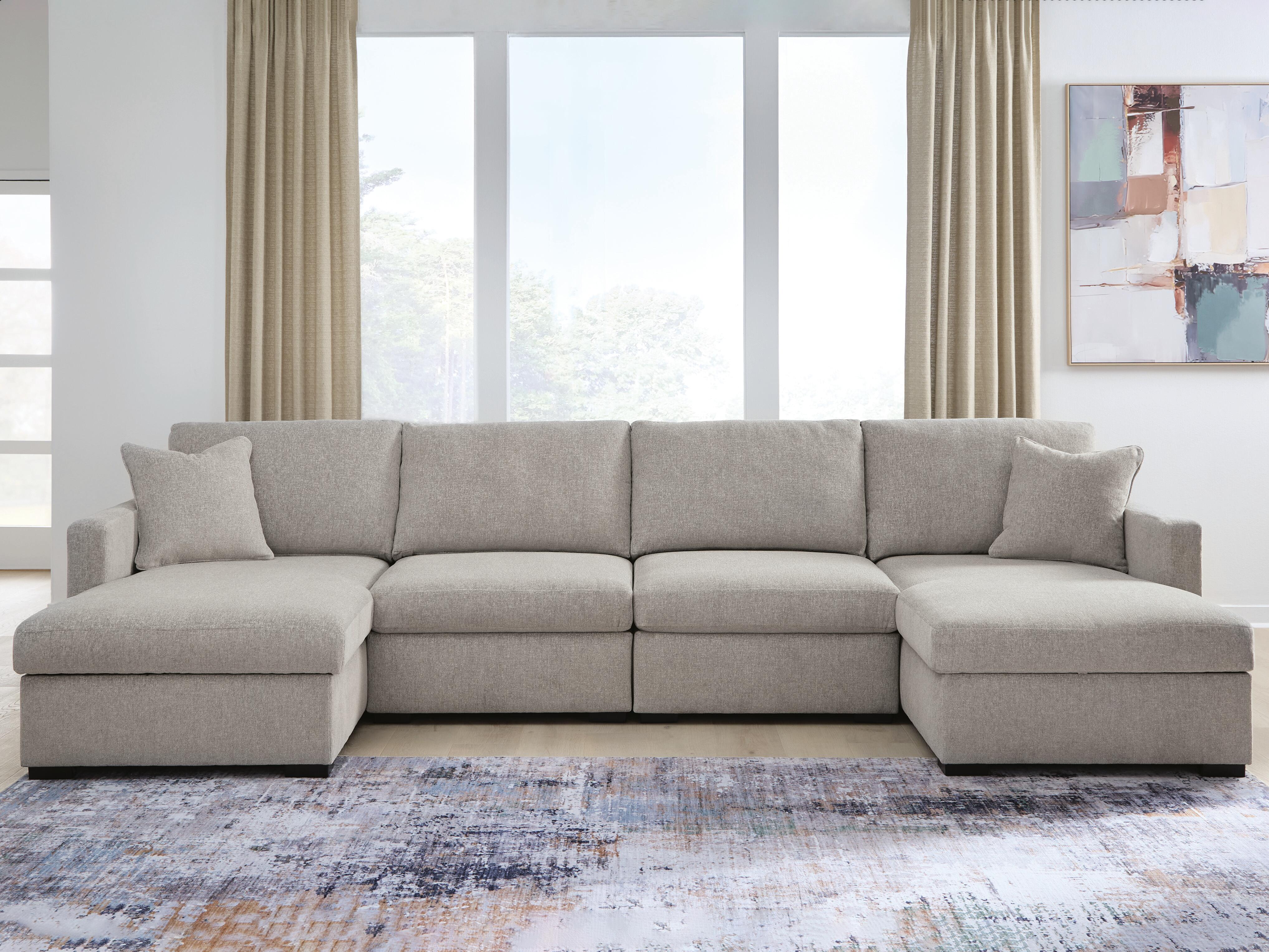 Best Furniture Outlet - Ashley Furniture - ModMax Luxe Sectional - RAF 4-Piece Double Chaise Sectional / Flint - 68605S16