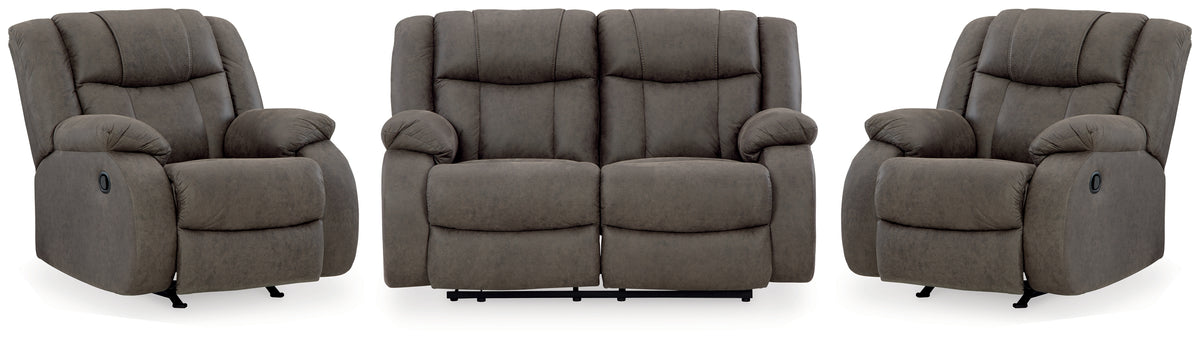 Best Furniture Outlet - Ashley Furniture - First Base Reclining Loveseat and 2 Recliners - Reclining Loveseat and 2 Recliners - 68804U3
