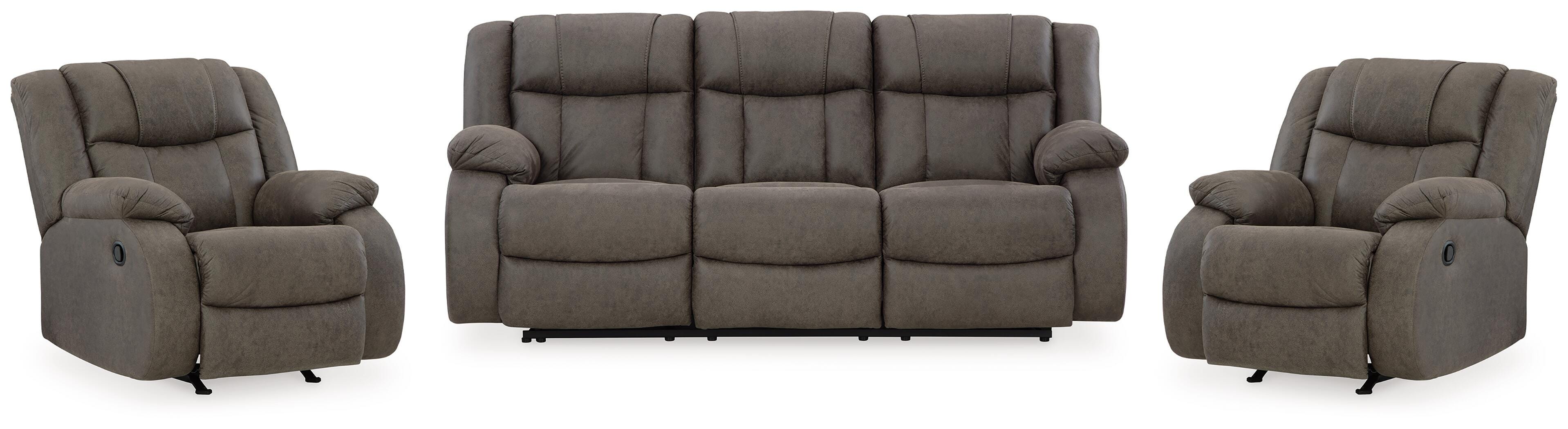 Best Furniture Outlet - Ashley Furniture - First Base Reclining Sofa and 2 Recliners - Reclining Sofa and 2 Recliners - 68804U6