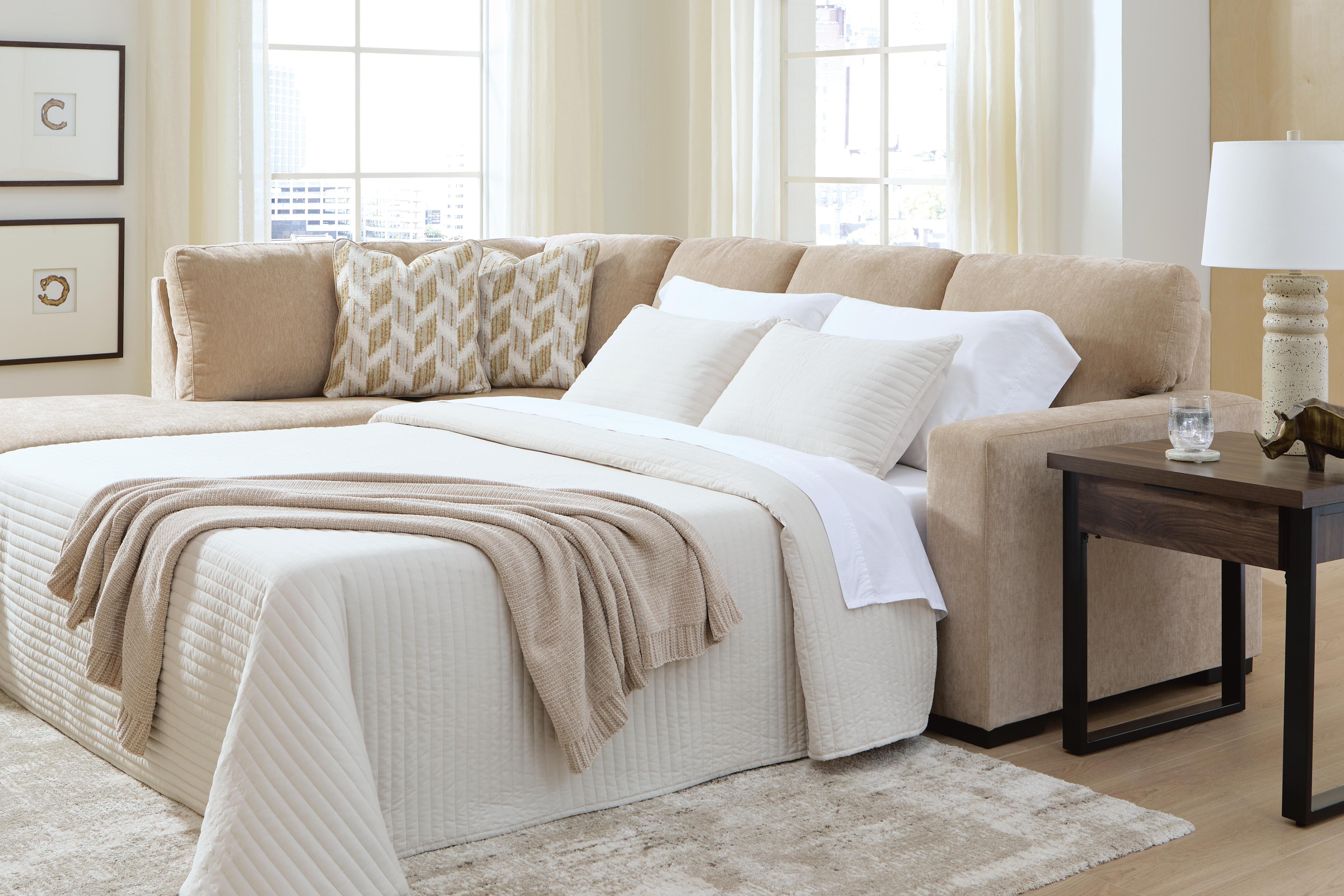 Best Furniture Outlet - Ashley Furniture - Bridgepoint Sectional - RAF 2-Piece Sleeper Sectional with Chaise / Almond - PC69507S4