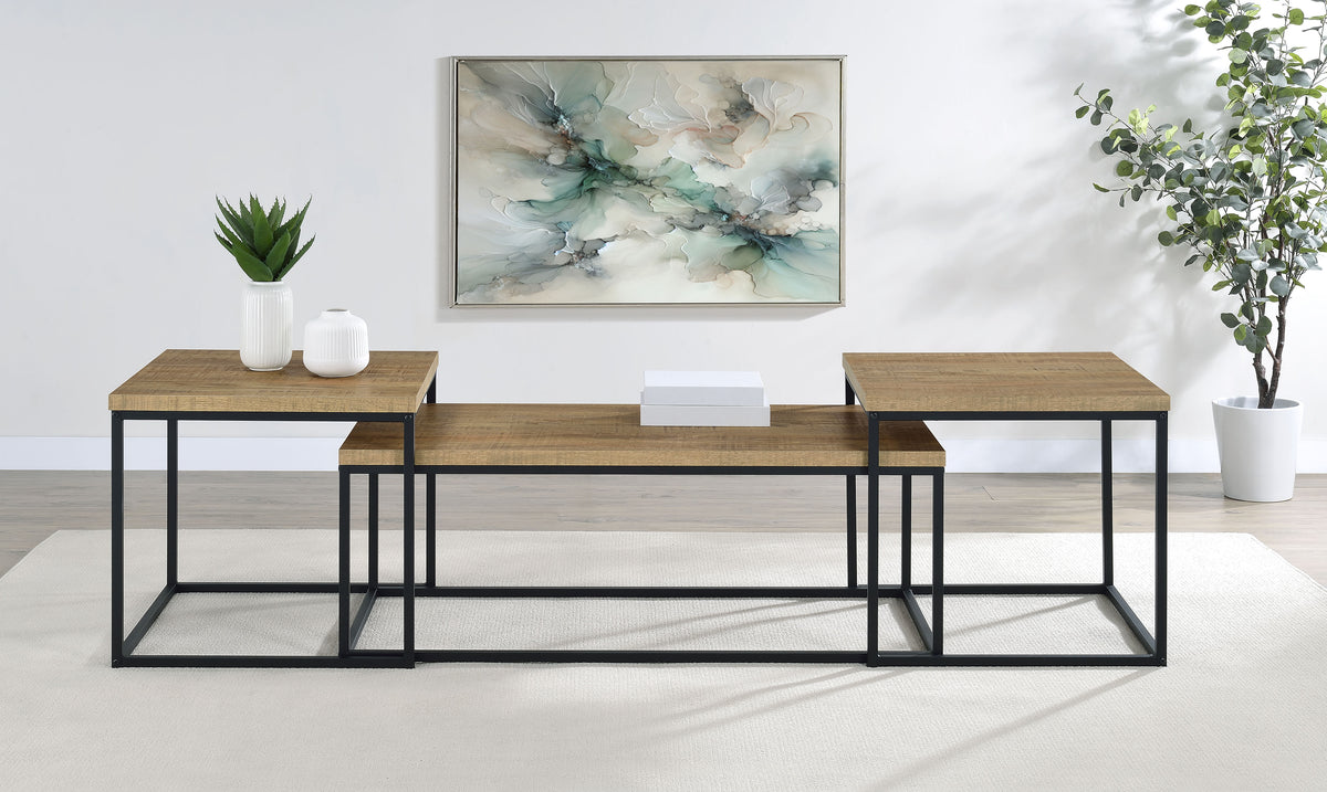 Best Furniture Outlet - Coaster - Straden 3-piece Engineered Wood Coffee Table Set Mango and Black - 700144