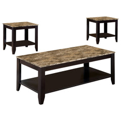 Best Furniture Outlet - Coaster - Flores 3-piece Faux Marble Top Coffee Table Set Cappuccino - 700155