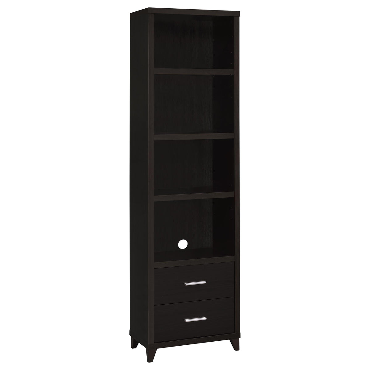 Best Furniture Outlet - Coaster - Lewes 4-shelf Engineered Wood Media Tower Cappuccino - 700882