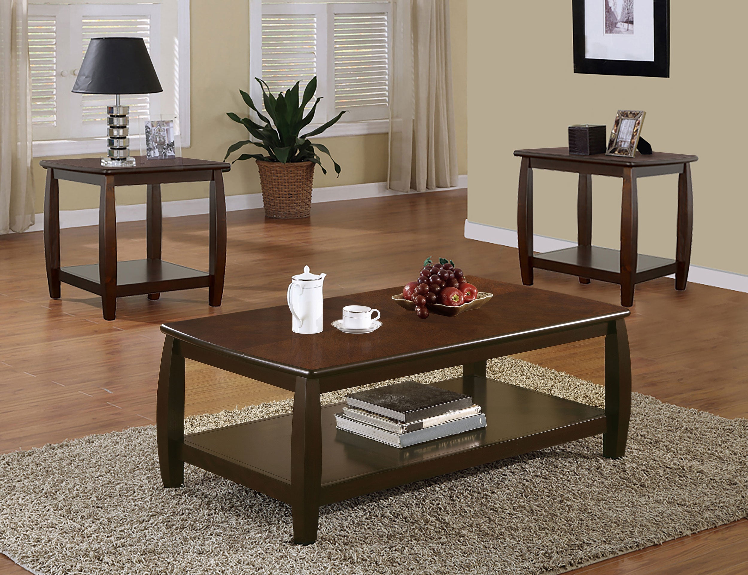 Best Furniture Outlet - Coaster - Dixon 3-piece Rectangular Wood Coffee Table Set Espresso - 701078-S3