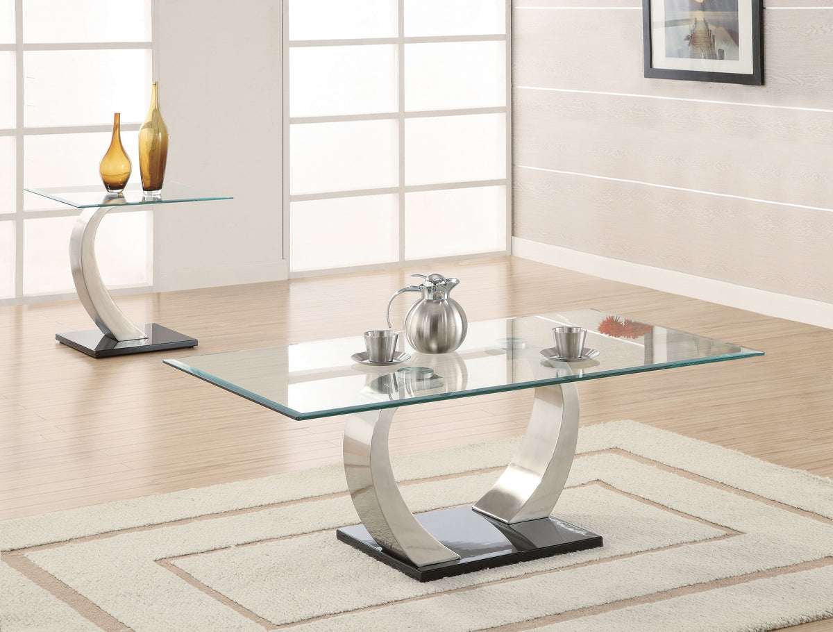 Best Furniture Outlet - Coaster - Pruitt 2-piece Coffee and End Table Set Satin Silver - 701238-S2