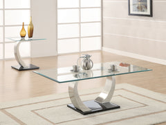 Best Furniture Outlet - Coaster - Pruitt 2-piece Coffee and End Table Set Satin Silver - 701238-S2
