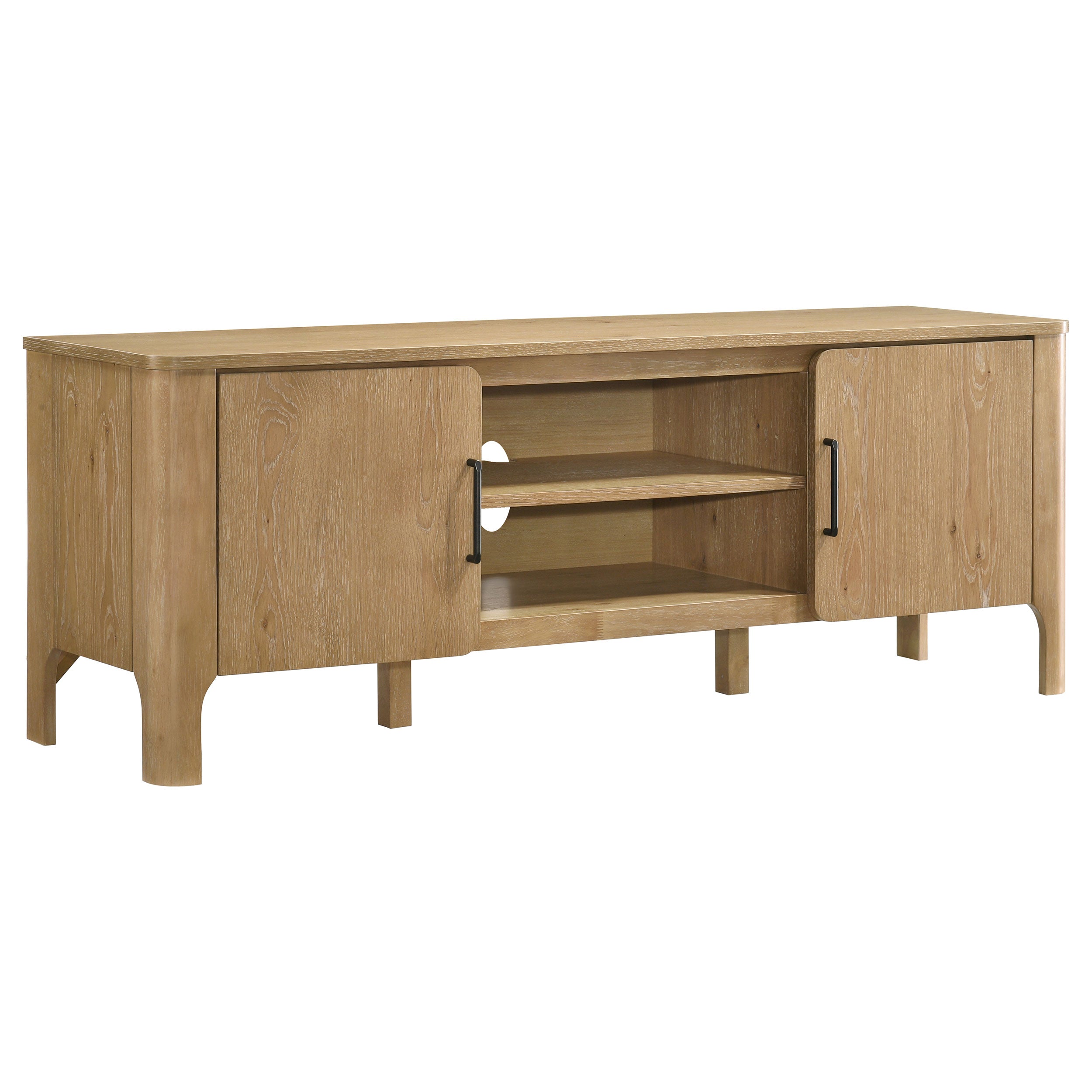 Best Furniture Outlet - Coaster - Rowe 65-inch 2-door Wood TV Stand Media Console Light Oak - 701652