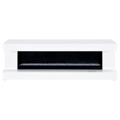Mallory TV Stand Fireplace Console Bluetooth Speaker White High Gloss