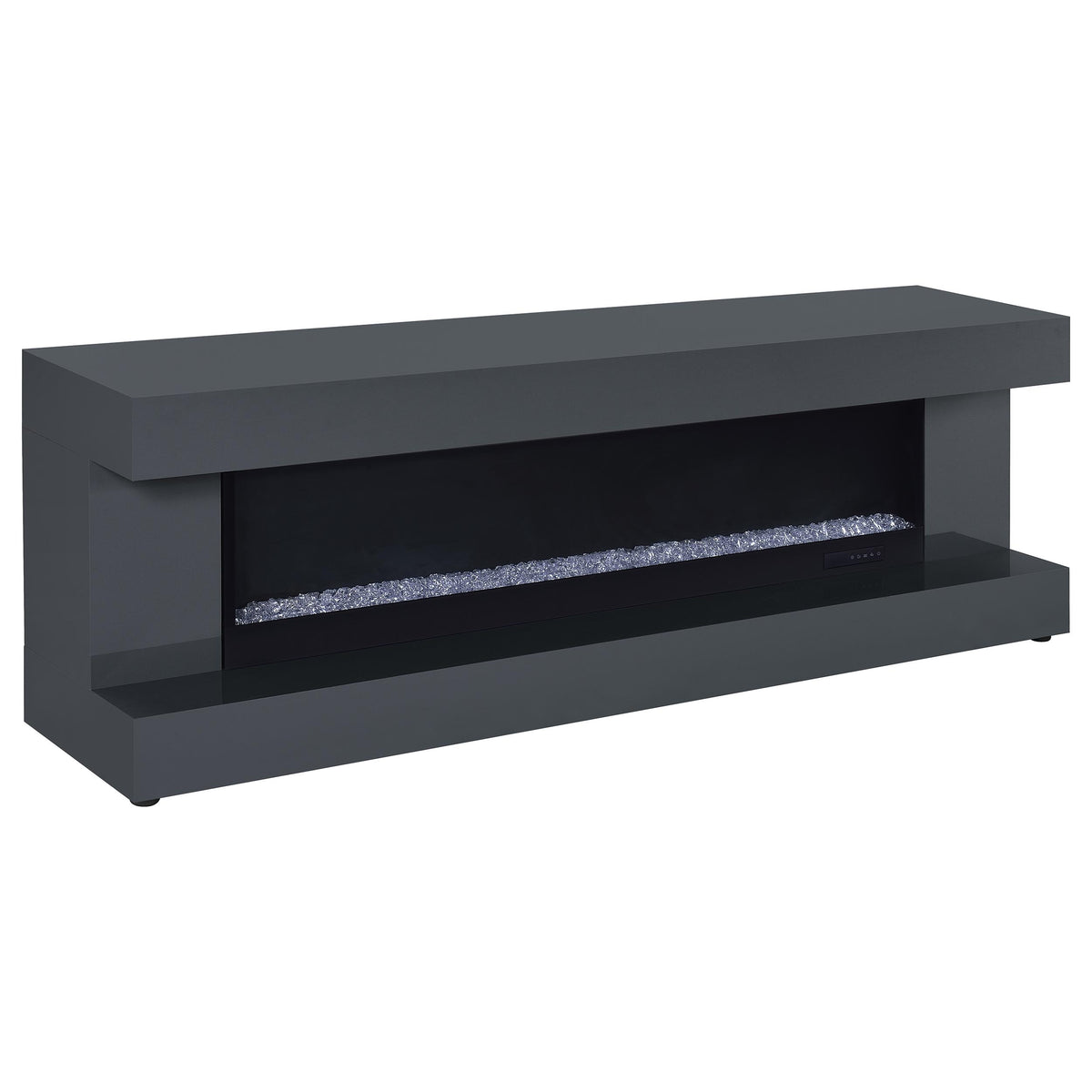 Best Furniture Outlet - Coaster - Mallory TV Stand Fireplace Console Bluetooth Speaker Grey High Gloss - 701823