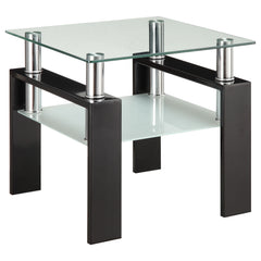 Best Furniture Outlet - Coaster - Dyer 1-shelf Square Glass Top Side End Table Black - 702287