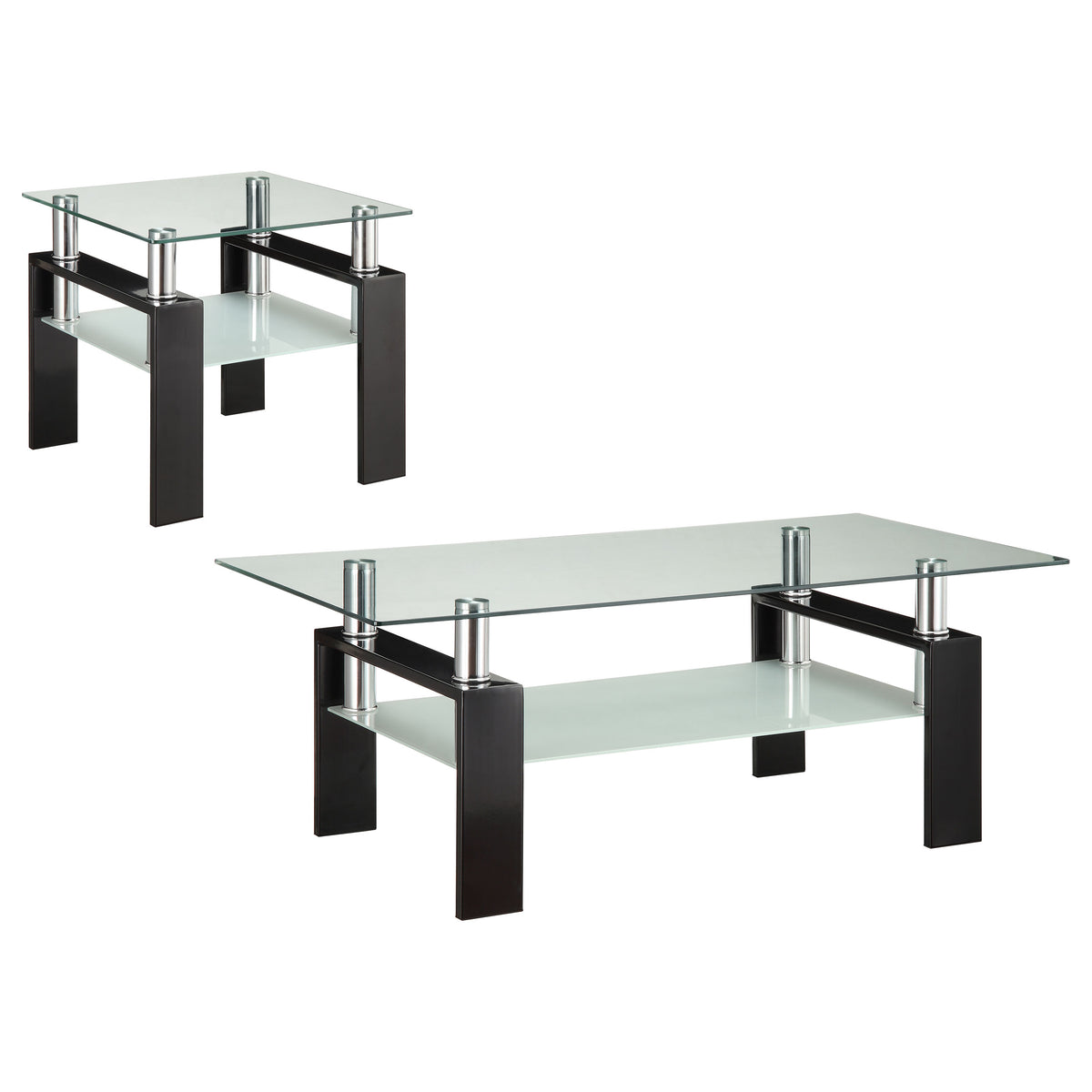Best Furniture Outlet - Coaster - Dyer 2-piece Rectangular Coffee and End Table Set Black - 702288-S2